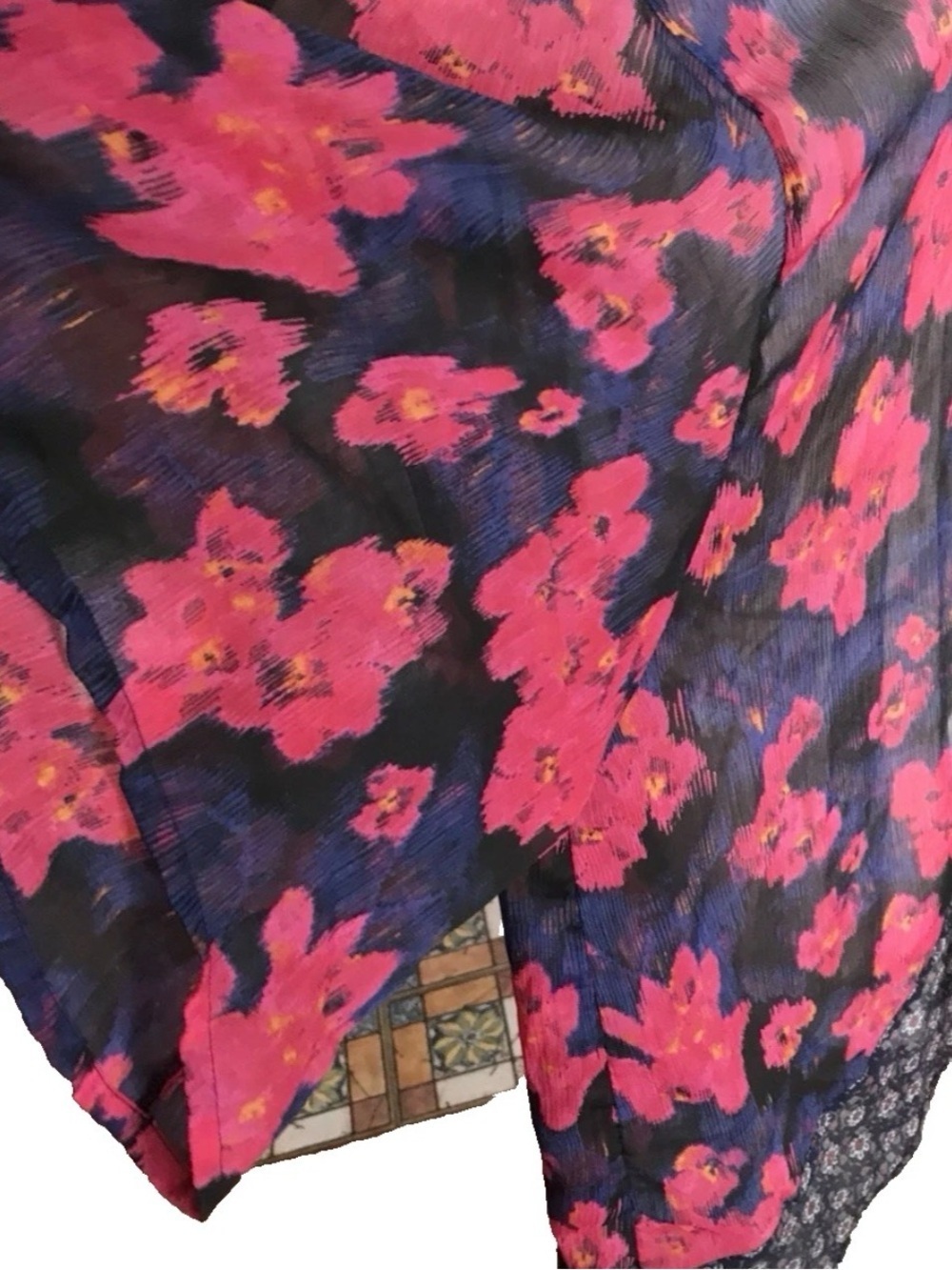 Hollister Women Floral Kimono Sleeve Sheer Open Tunic Top Blouse One Size INDIA - Picture 8 of 12